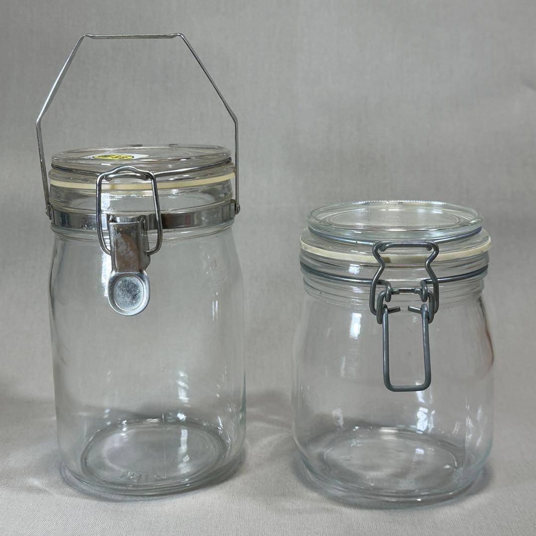 ガラスキャニスター　ガラス製菓子瓶 5点セット◇菓子瓶　レトロ　当時物　古道具