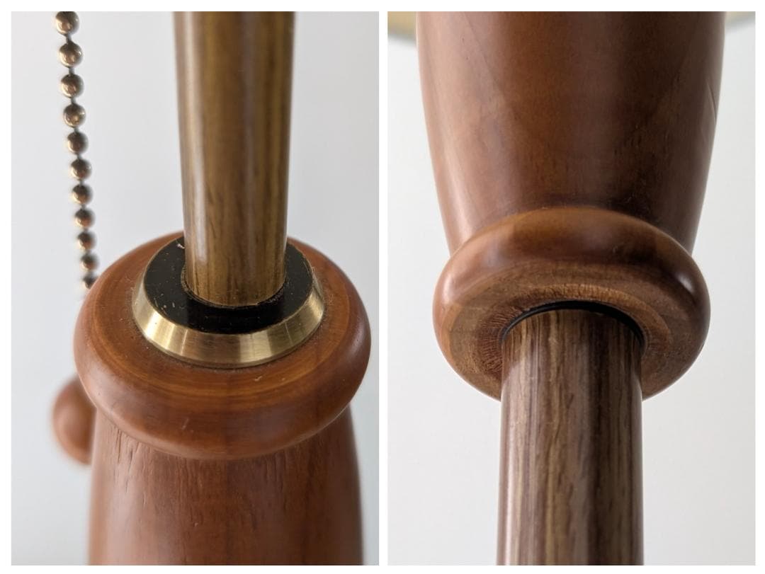 90年代 ビンテージ ファブリックシェード×ウッド スタンド フロアライト 美品