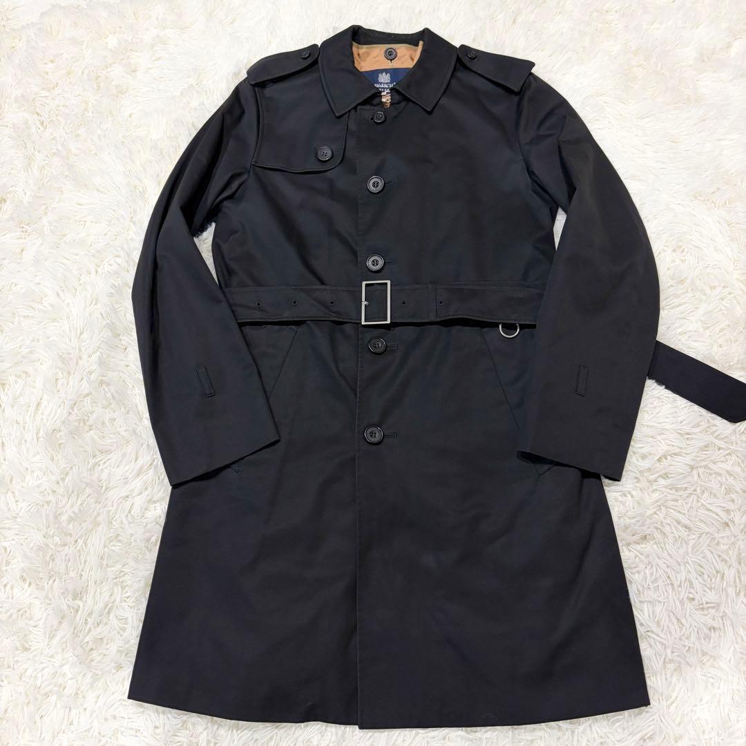 【美品】アクアスキュータム ステンカラーコート ロング ベルト ライナー 黒 S