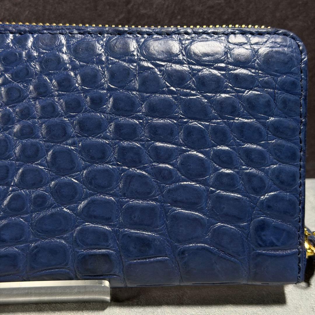 新入荷 クロコダイル 長財布 ネイビーブルー ワニ本革 メンズ レディース