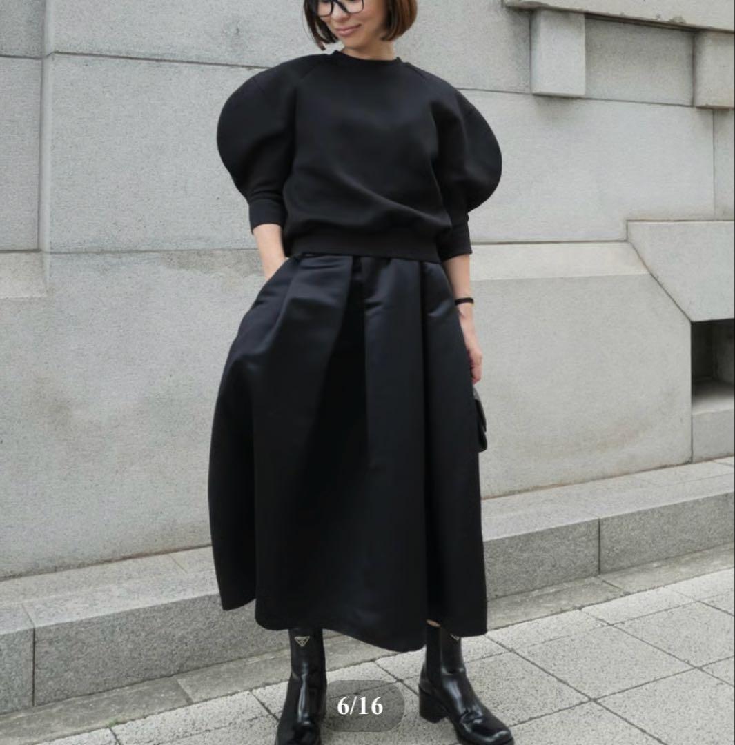 Heve へイヴ / サテンドレスタックスカート ブラック 36