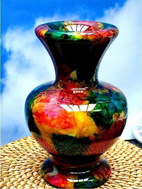 約：1010g ☆極美限定品★天然七彩石花瓶YT2U8/234U42A