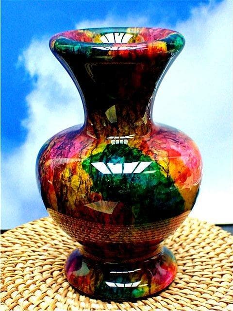 約：1010g ☆極美限定品★天然七彩石花瓶YT2U8/234U42A