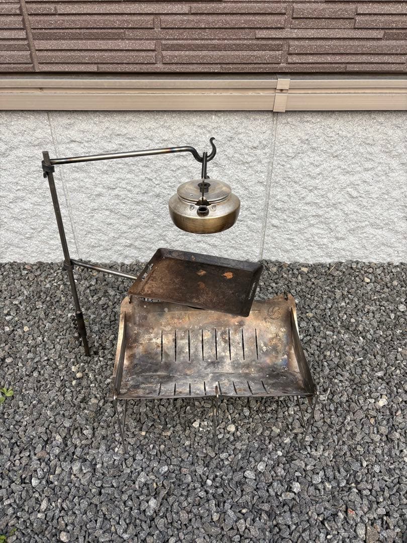 ハンドメイド　焚き火ハンガー　ファイヤーアンカー