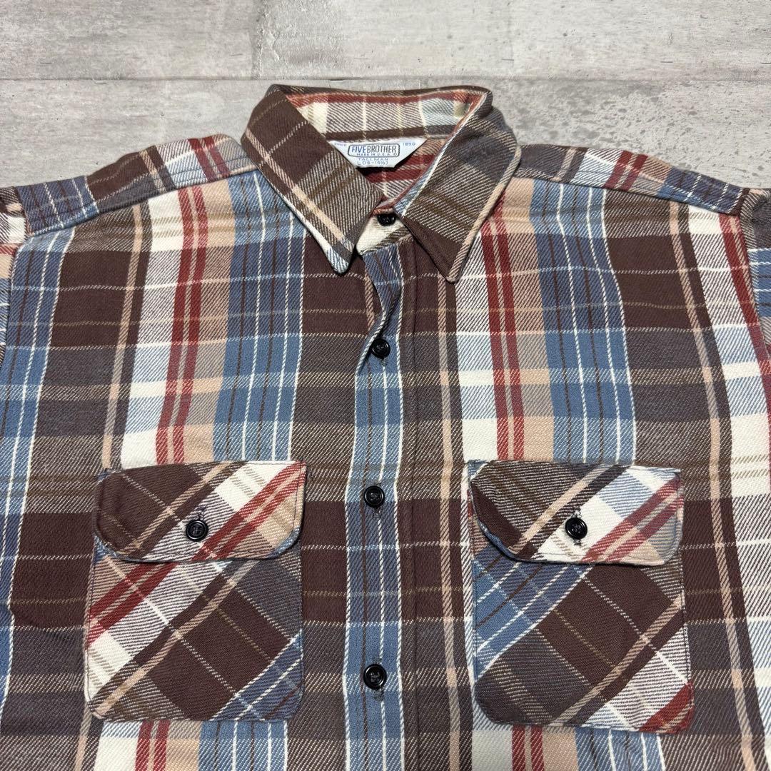 70s USA製 FIVE BROTHER ネルシャツ 西海岸 アメカジ サーフ