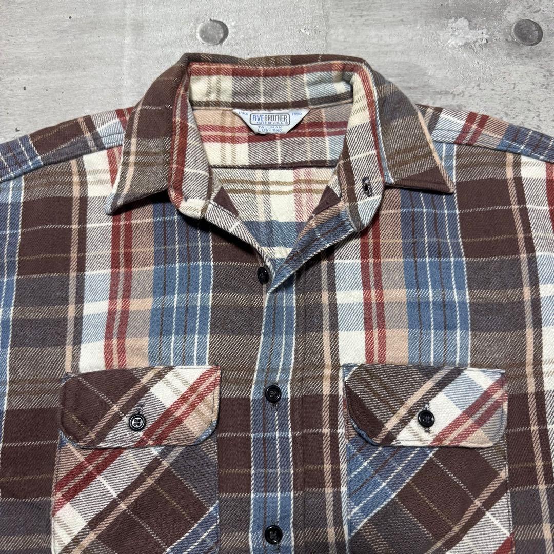 70s USA製 FIVE BROTHER ネルシャツ 西海岸 アメカジ サーフ