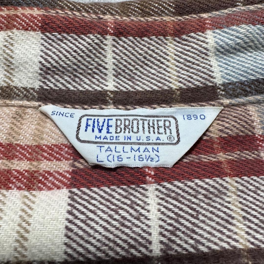 70s USA製 FIVE BROTHER ネルシャツ 西海岸 アメカジ サーフ