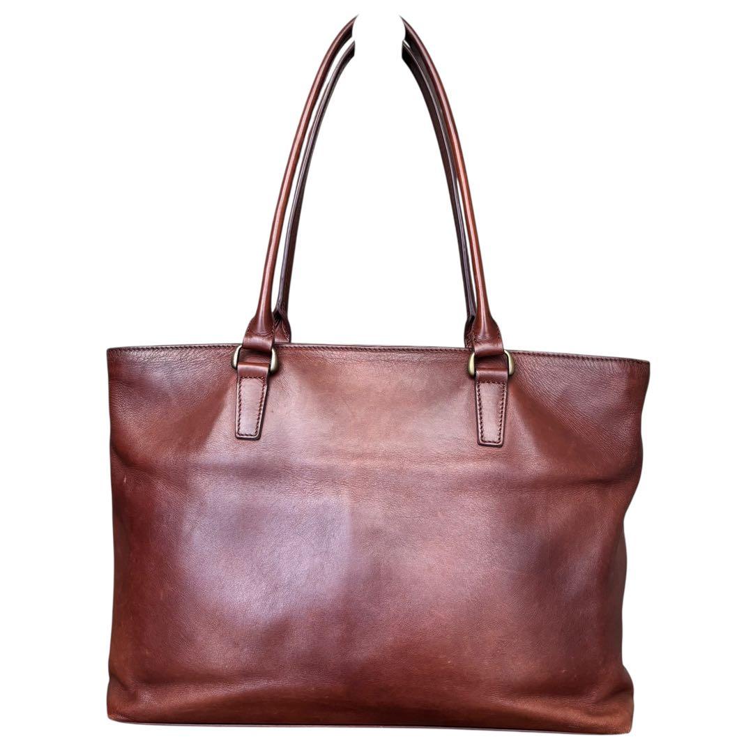 【美品】 マザーハウス トートバッグ レザー 肩掛け A4 キャメル ビジネス