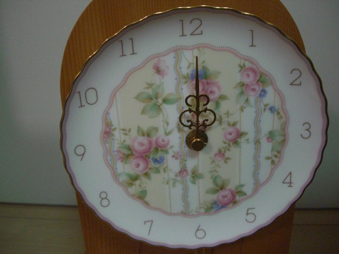 希少レア★ノリタケ★ローズパティオコレクション★2way振り子時計スタンド付★