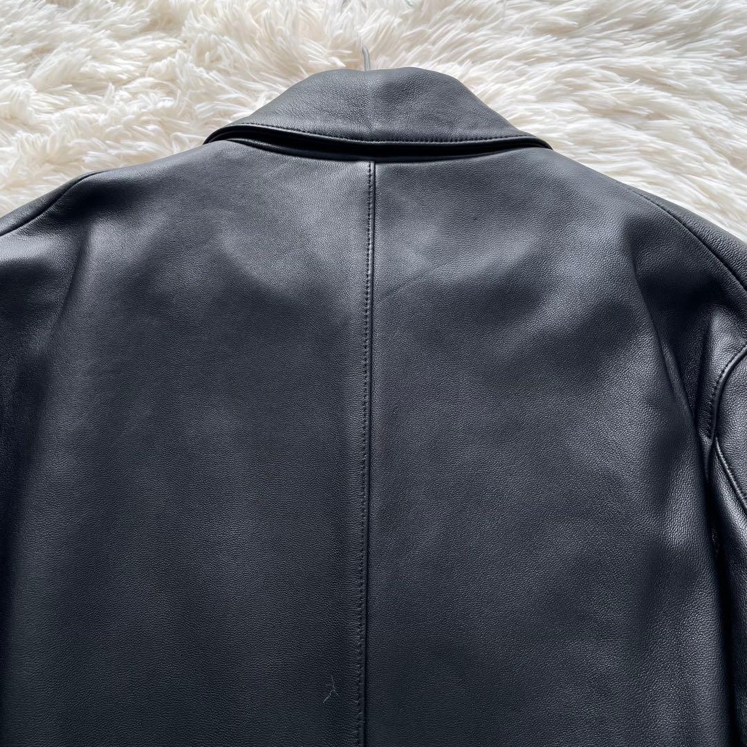極美品✨コムサイズム　ライダースジャケット　ダブルジップ　羊革　黒