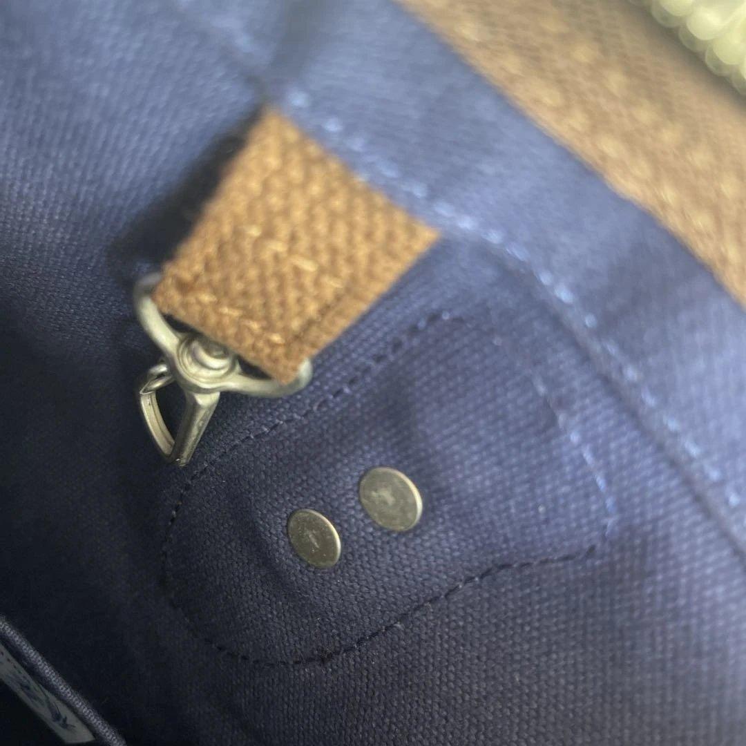 信三郎帆布×金麦 レザーハンドル帆布トート　ネイビー　A4可