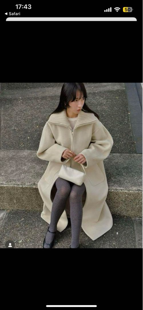 【CLANE/クラネ】リブカラーウールロングコート