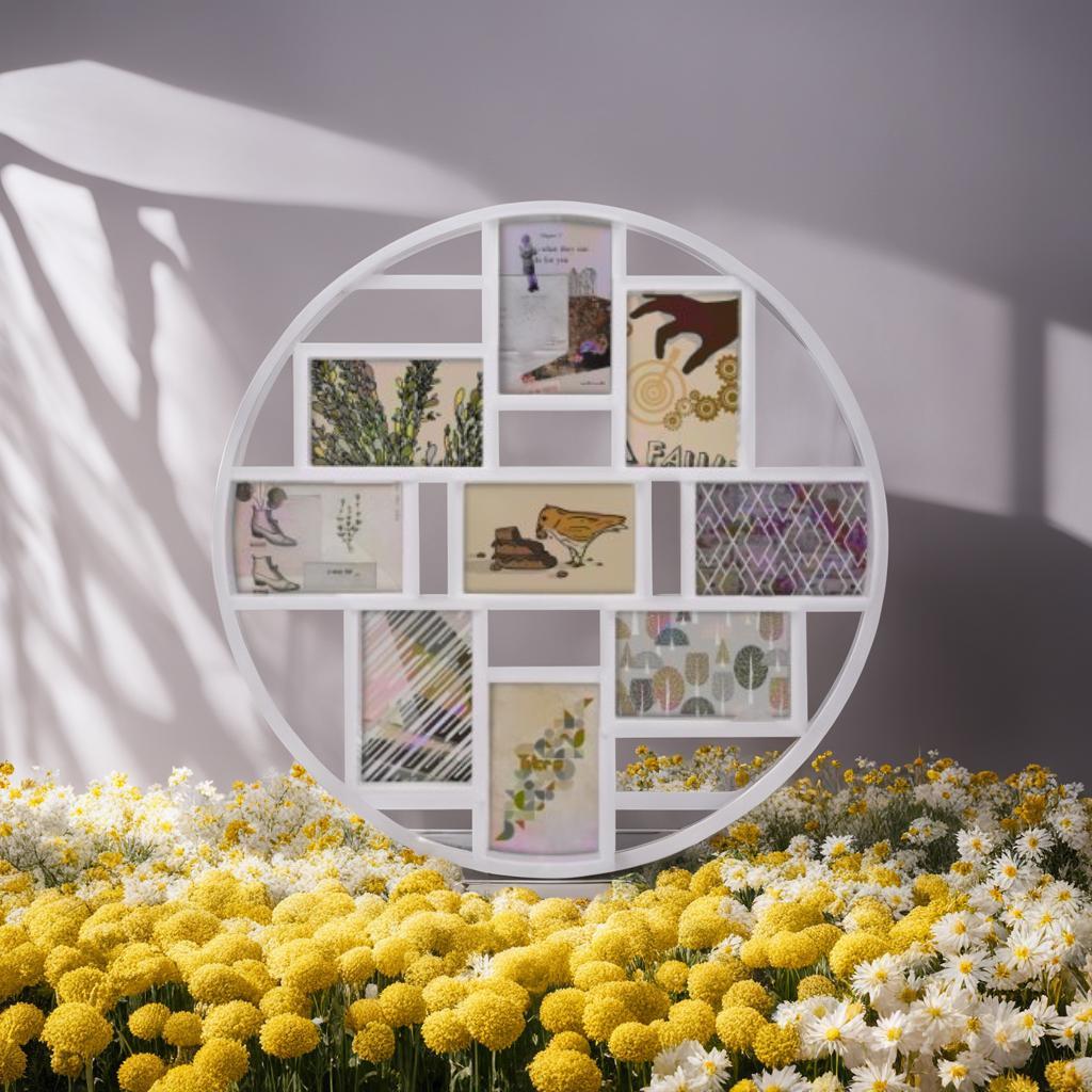 マルチ9面 フォトフレーム ディスプレイ ホワイト 写真