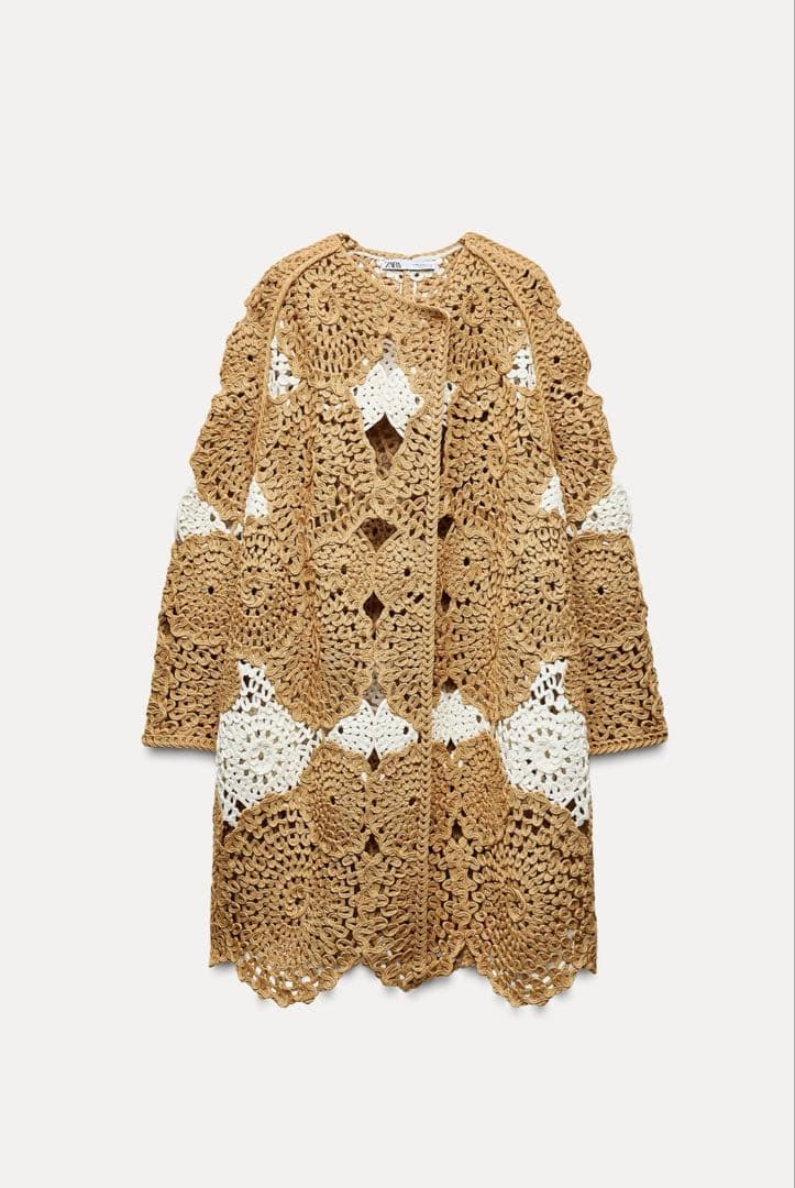 ZARA クロシェ編み　ニットコート