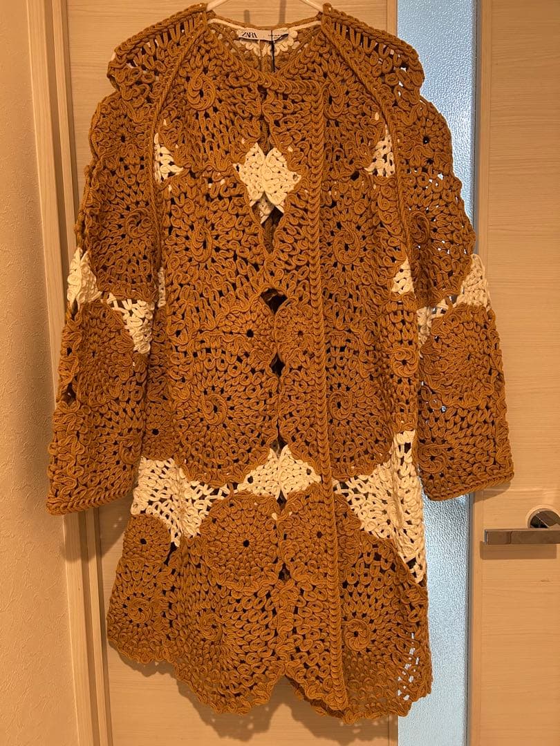 ZARA クロシェ編み　ニットコート