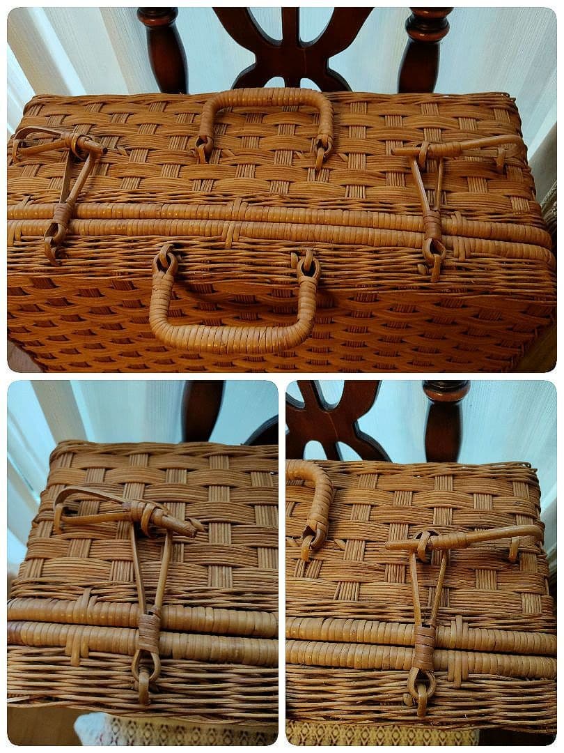 バスケット　カゴ　かご　籐　ラタン　ヴィンテージ
