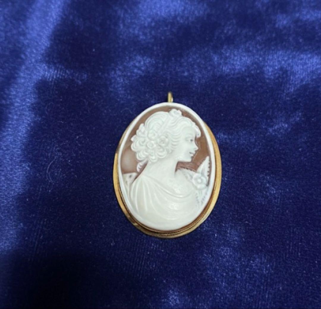 k18 シェル カメオ ブローチペンダント