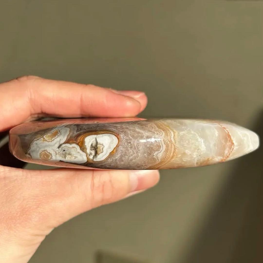 お洒落　アメジスト　アゲート　共生　ハート　台座付き