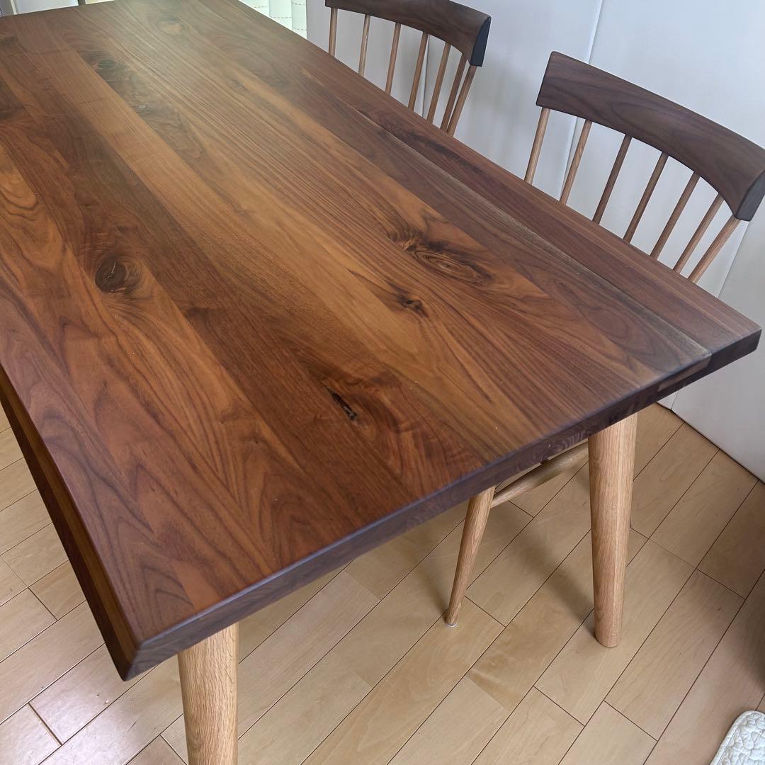 ダイニングテーブル　ウォールナット無垢　オーク無垢　幅150 ビッグウッド　希少