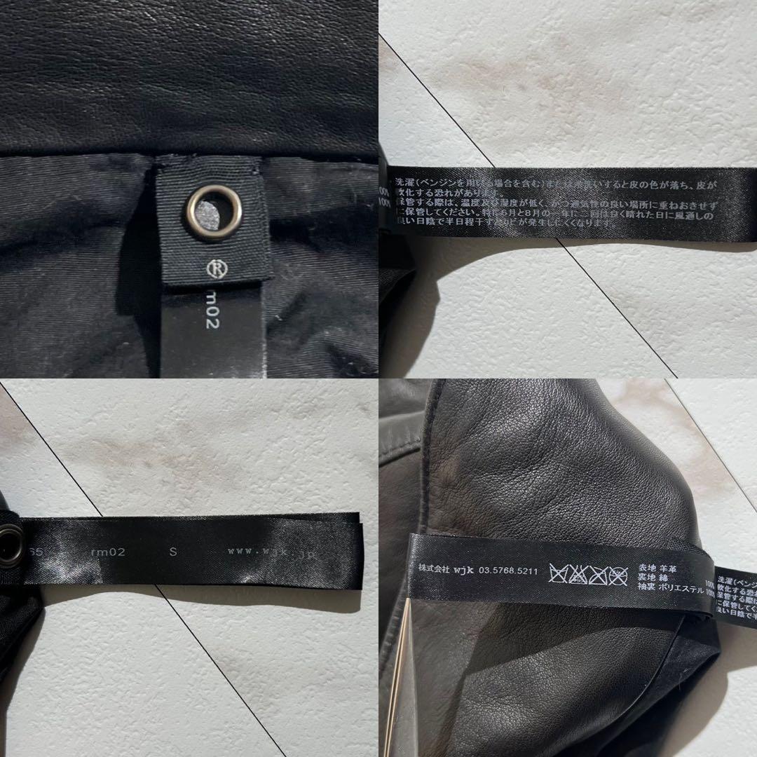 wjk ダブルジェイケイ シングルライダースジャケット ラムレザー ブラック S