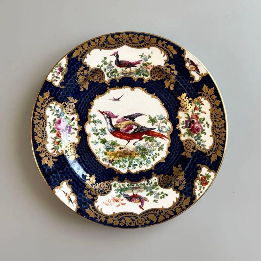 英国製アンティーク　1870年代　Booths 鳥絵金彩　【稀少品・美術品】