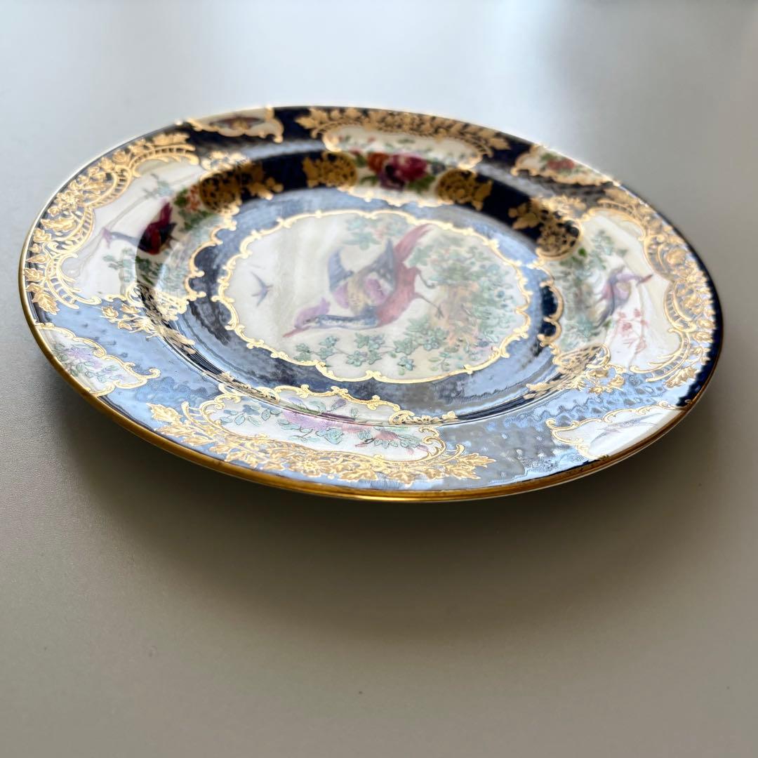 英国製アンティーク　1870年代　Booths 鳥絵金彩　【稀少品・美術品】