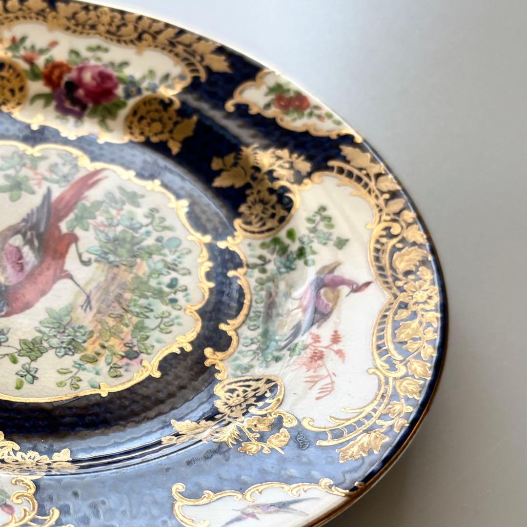 英国製アンティーク　1870年代　Booths 鳥絵金彩　【稀少品・美術品】