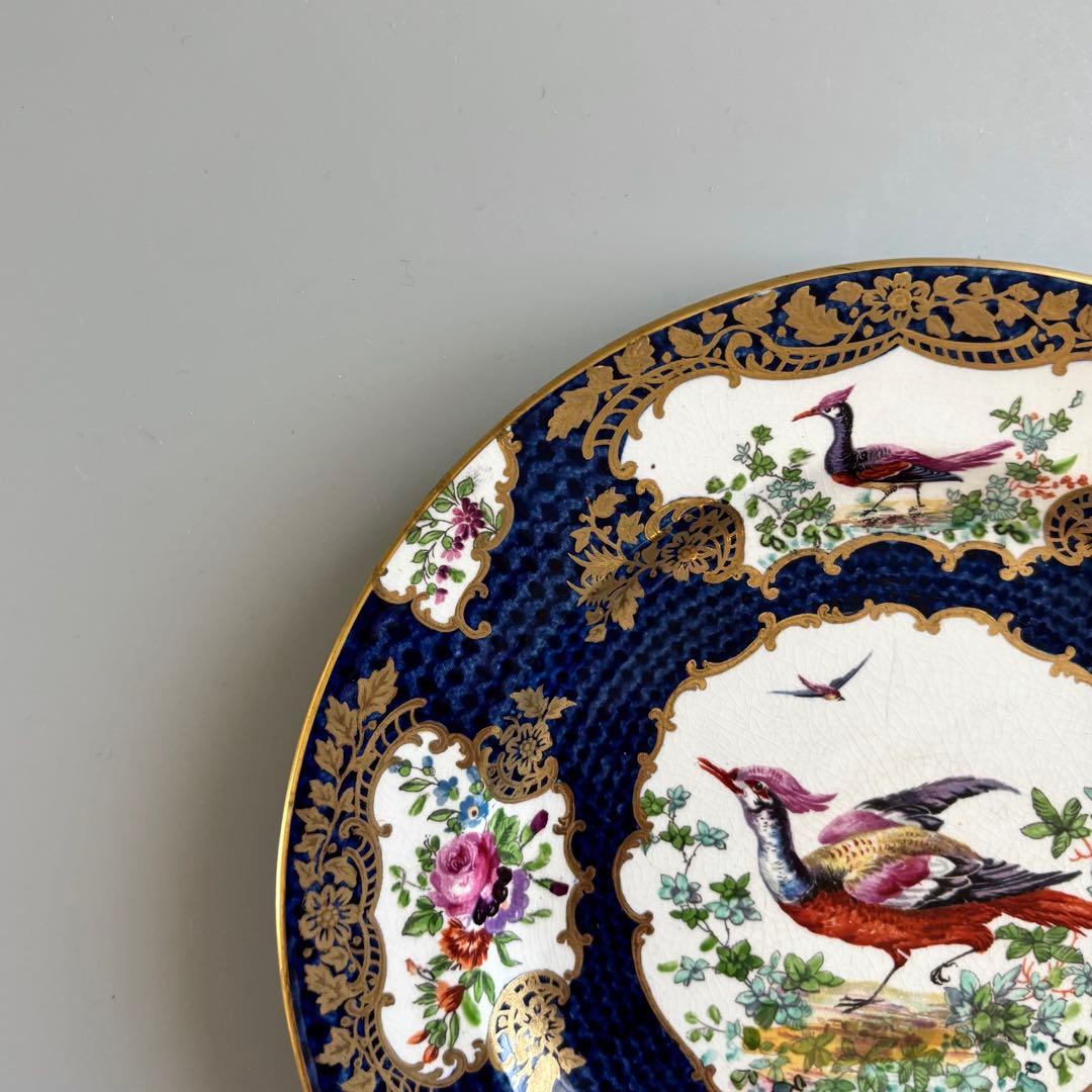 英国製アンティーク　1870年代　Booths 鳥絵金彩　【稀少品・美術品】