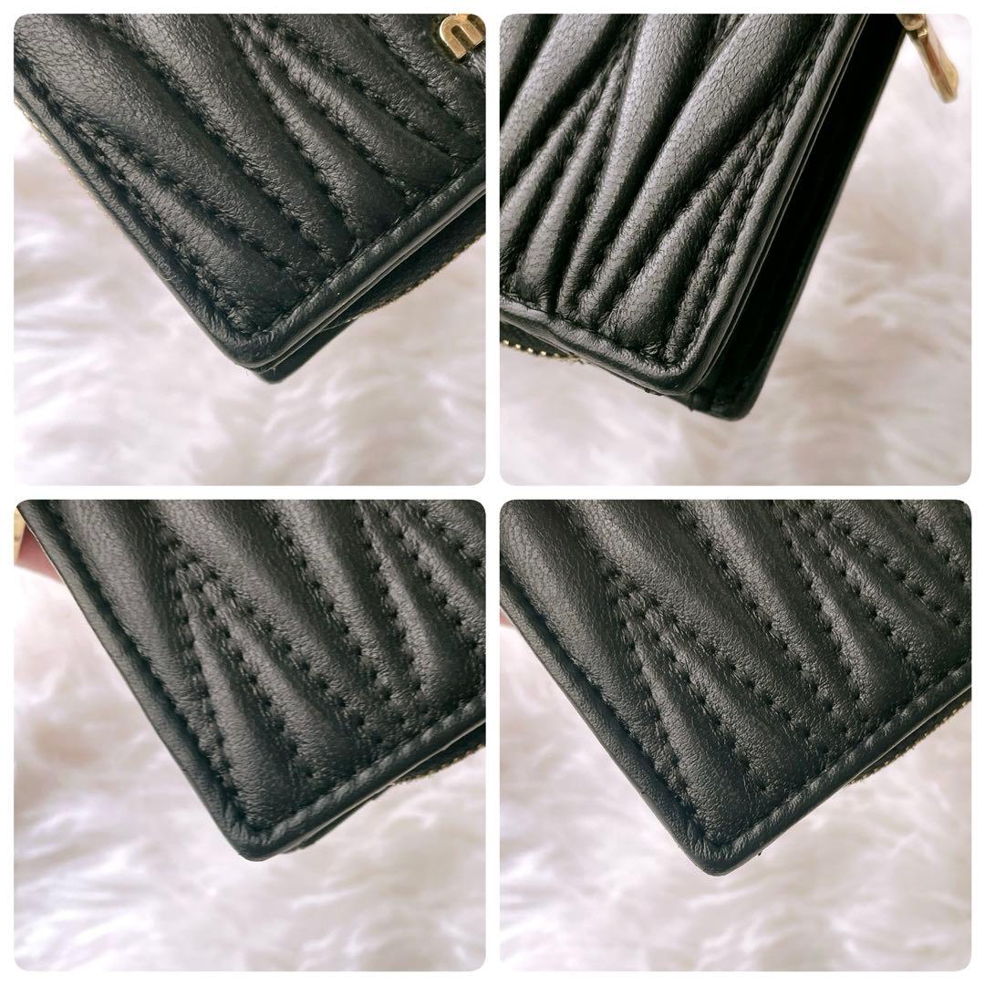 美品⭐︎miumiu マテラッセ 黒 二つ折り レザー コンパクトウォレット