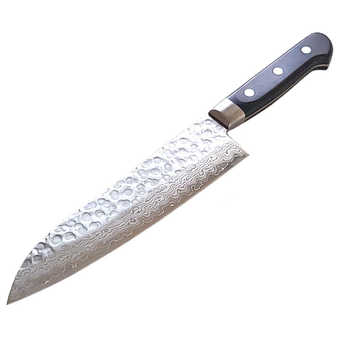 T*ツ様 日本製 VG10 ダマスカス 三徳包丁185mm 黒柄 G1756E