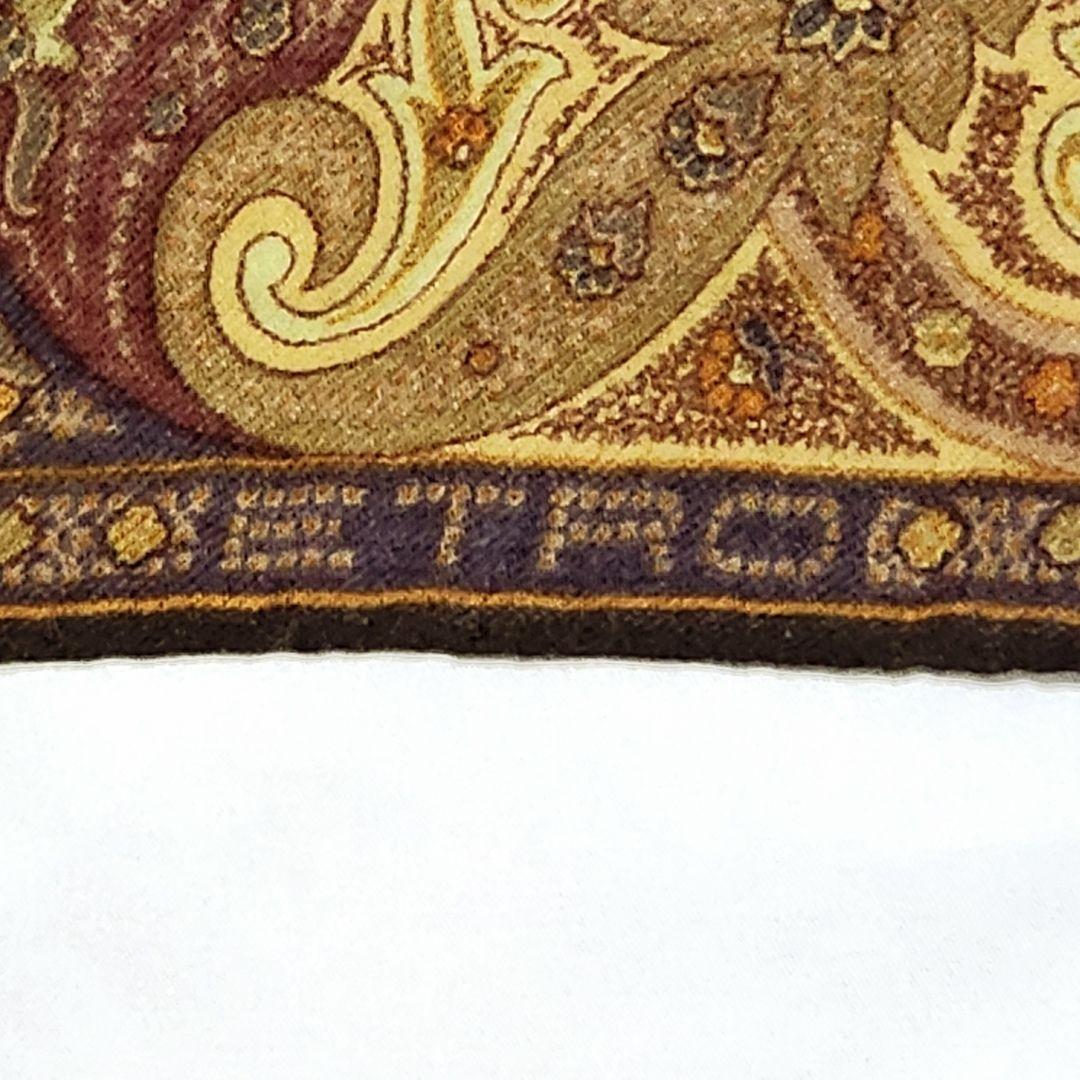 美品 ★ETRO★ ストール ショール ペイズリー柄 ウール シルク ブラウン.