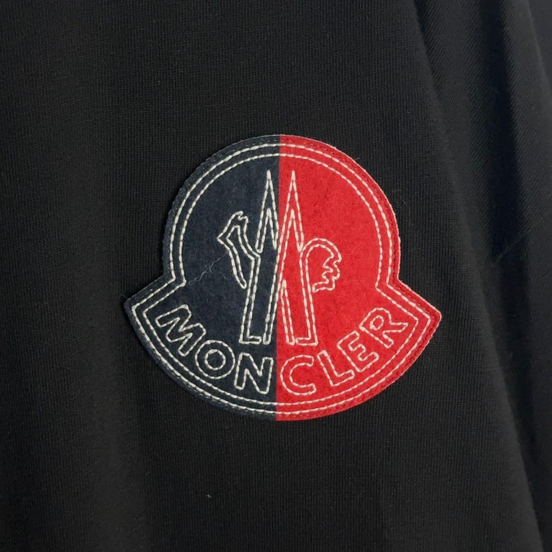 12081【美品・QR鑑定済】モンクレール　パッチロゴ長袖tシャツ　近年モデル黒