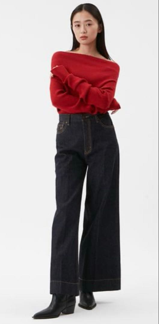 mila owen ヘムデザインセミフレアデニムパンツ