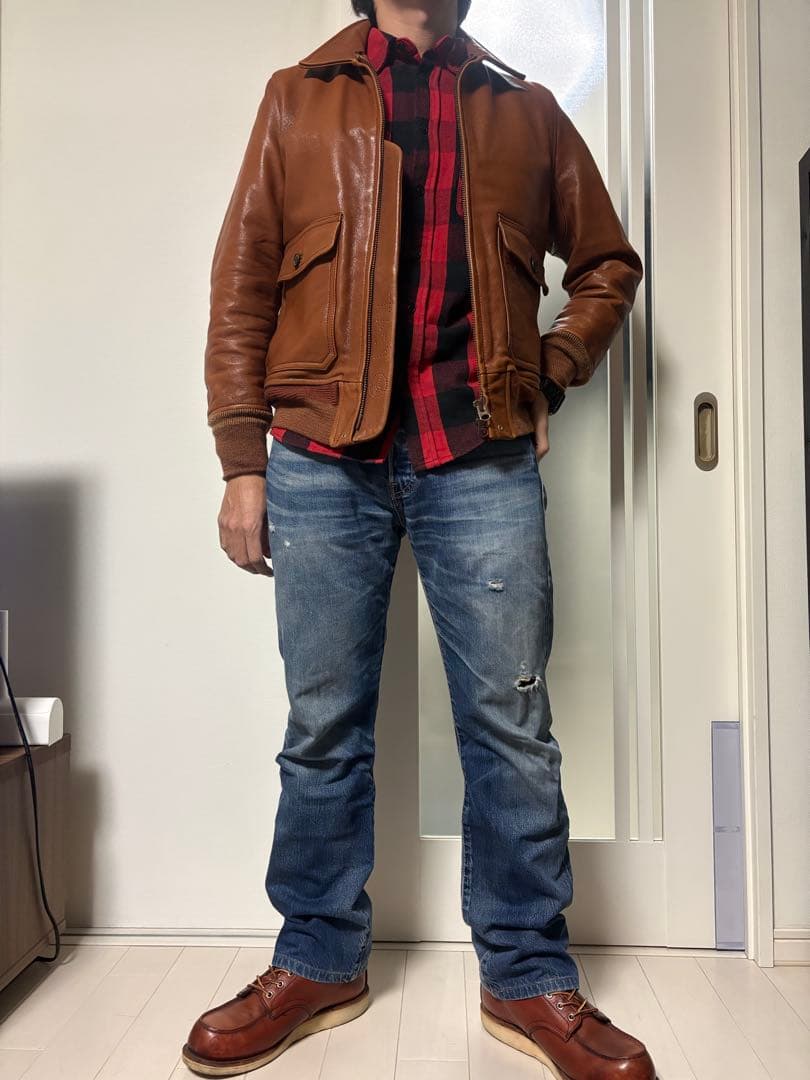 【極美品】TMTゴートレザーフライトジャケット 着用画像あり