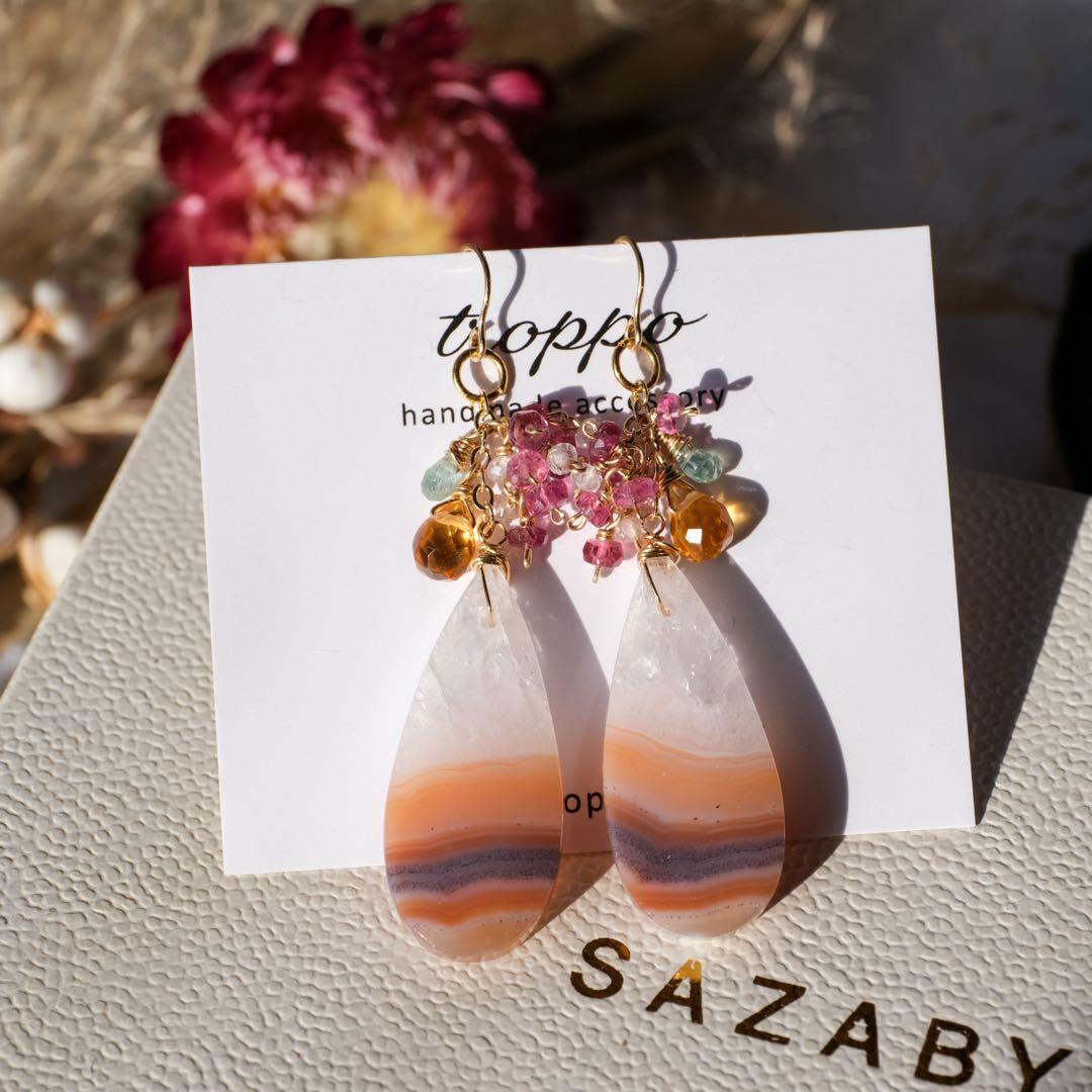 14kgfティモールアゲートピアス/イヤリング