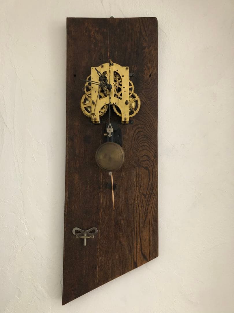 振り子式アナログ時計 木製ダークブラウン(修理必要)