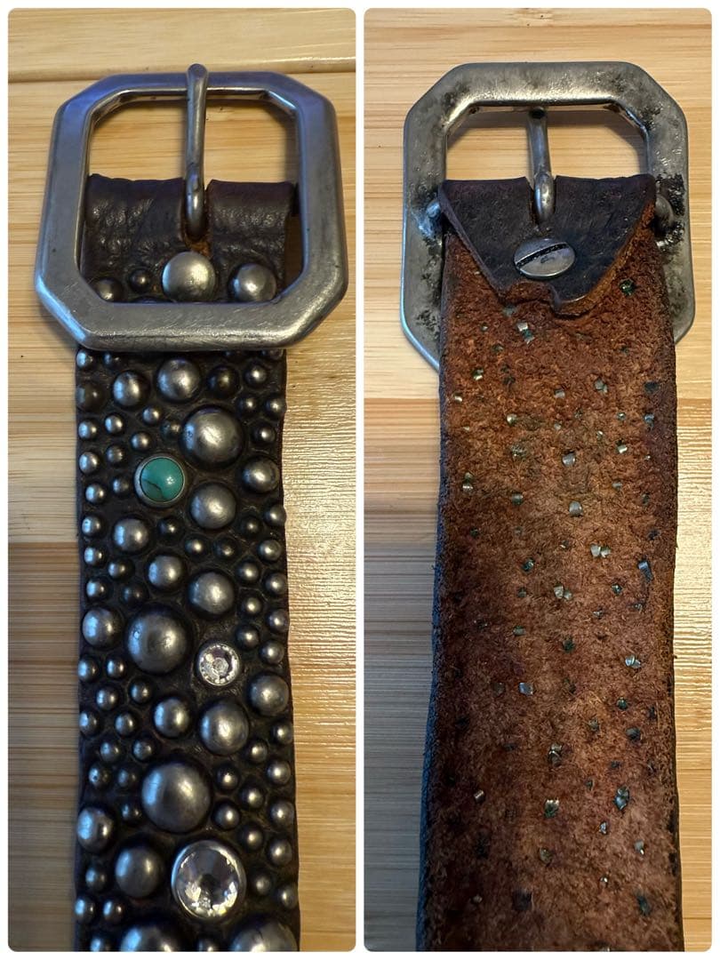 オールドスタッズ⭐️ターコイズ⭐️シルバースタッズ&クリアストーン⭐️ブラック(茶芯)