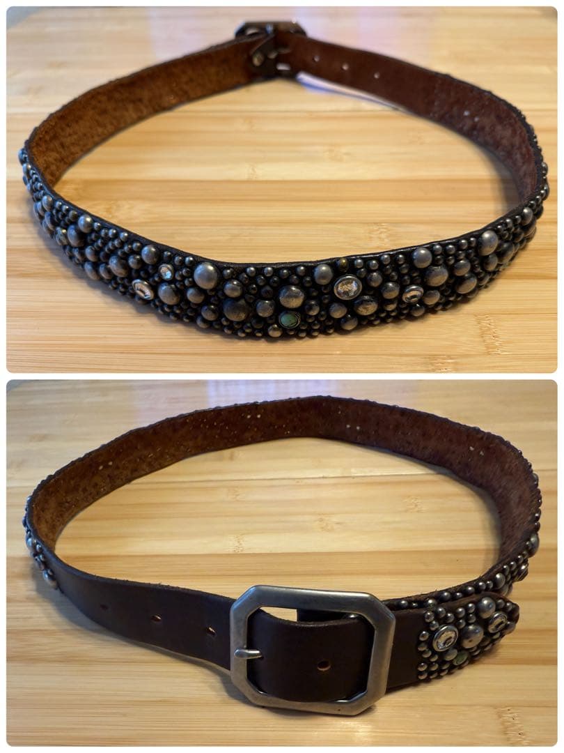 オールドスタッズ⭐️ターコイズ⭐️シルバースタッズ&クリアストーン⭐️ブラック(茶芯)