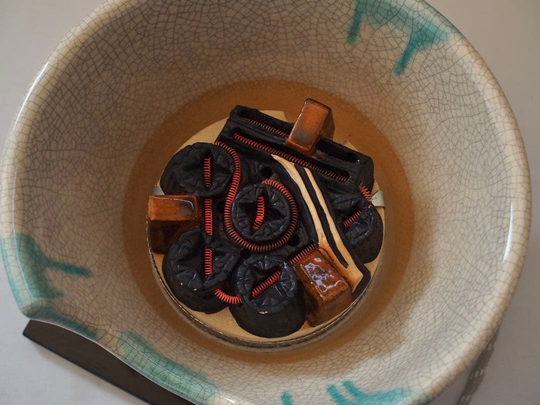 野々田式 風炉型電熱器 さつま 織部 (動作OK) 茶道具 元箱付き
