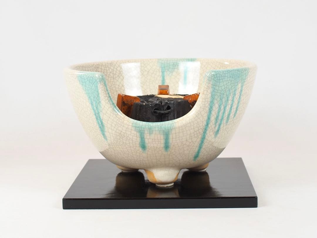 野々田式 風炉型電熱器 さつま 織部 (動作OK) 茶道具 元箱付き