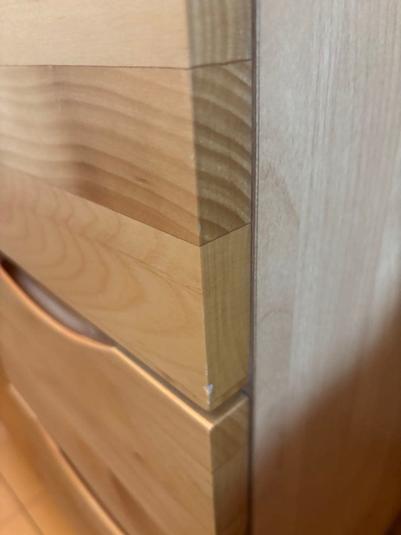 木製チェスト 3段 スライドドア ガラス窓付き