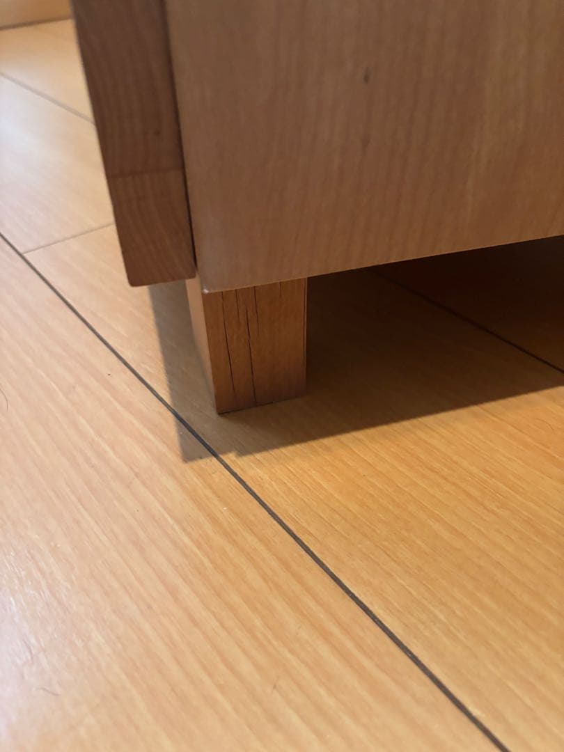 木製チェスト 3段 スライドドア ガラス窓付き