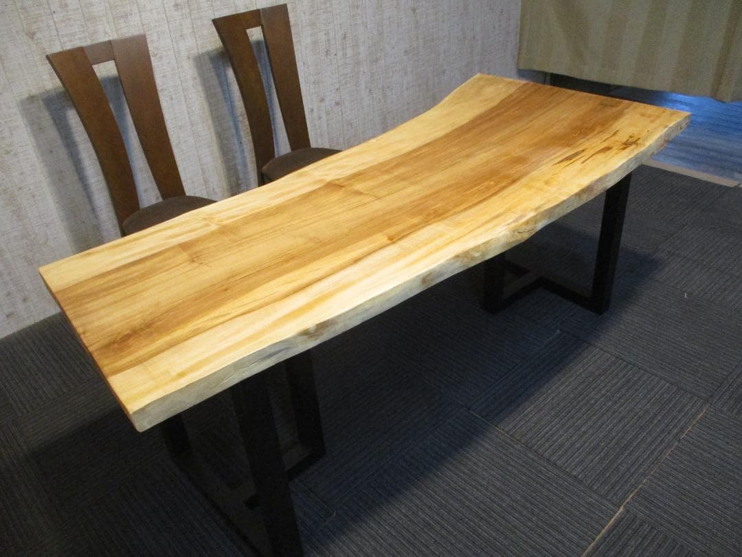 ＃1544■　栃　トチ　テーブル　ローテーブル　ダイニング　座卓　一枚板