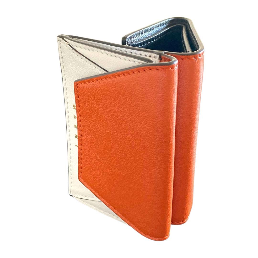 【廃盤モデル】マルニ 三つ折り財布 RUST/CLOUD オレンジ×ホワイト