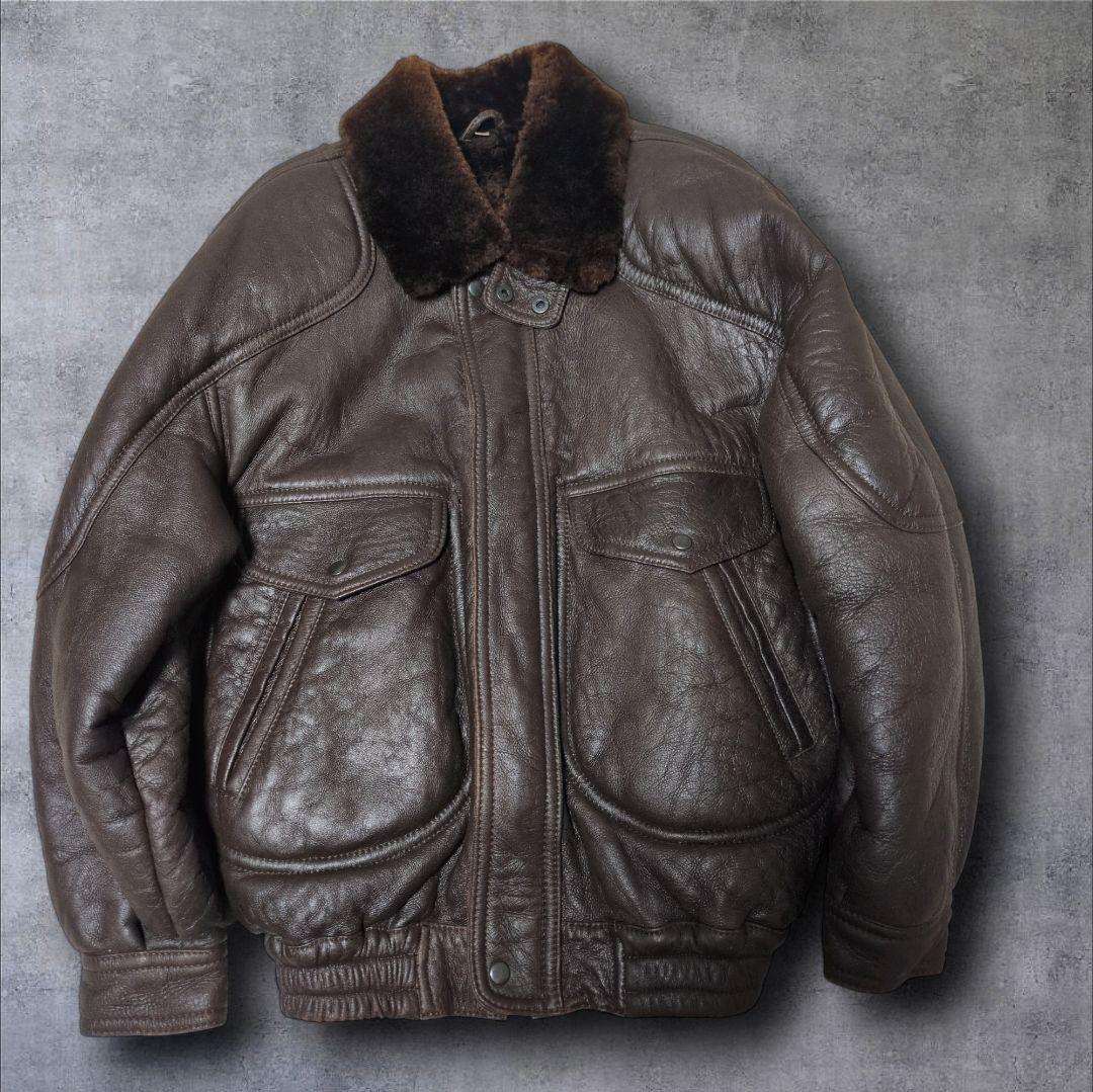 極上品✨リアルムートン G-1 フライトジャケット XL ブラウン レザー