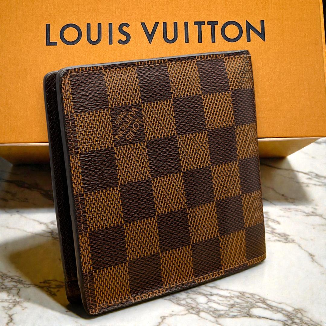 とどこ様　ルイヴィトン ダミエエベヌ 二つ折り財布　ポルトフォイユマルコ