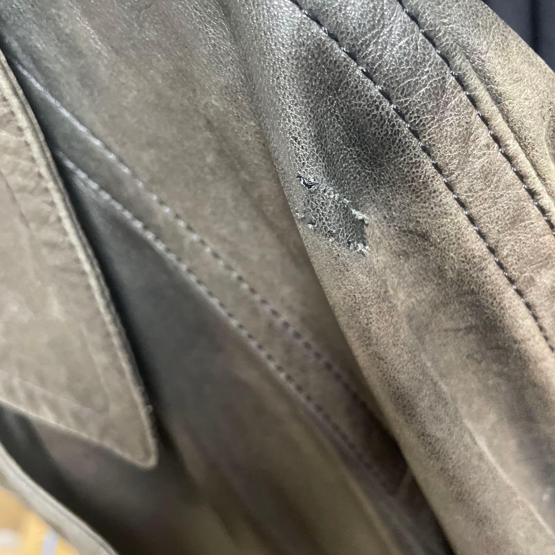 ヴィンテージ 本革 フェードレザー トレンチコート ブラック 膝下丈