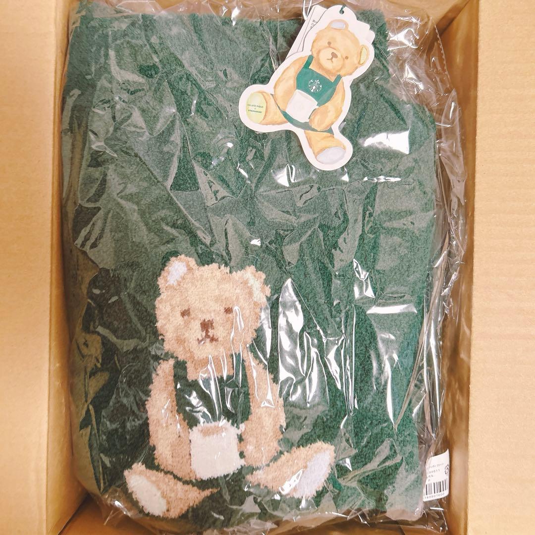 スタバ×ジェラピケ パウダースタージャガードカーディガン グリーン