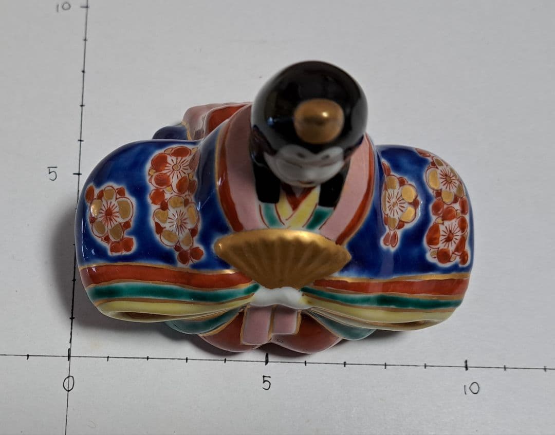 k-⑬九谷焼 ひな人形 3号 親王飾り 菊仙作 茶青海波