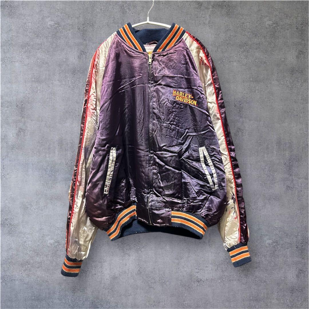 ハーレーダビットソン　スカジャン　刺繍　ヴィンテージ